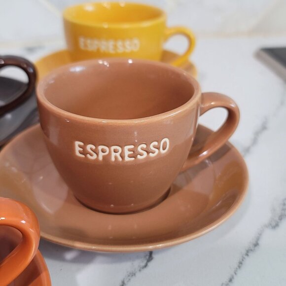 World Market Espresso Set 12 Pieces Mixed Earth Tone terracotta brown tan yellow - Picture 11 of 16